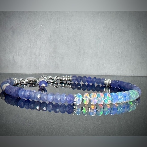 New  AAA Tanzanite & Ethiopian Welo Opal Bracelet — Sterling Silver - Picture 4 of 8